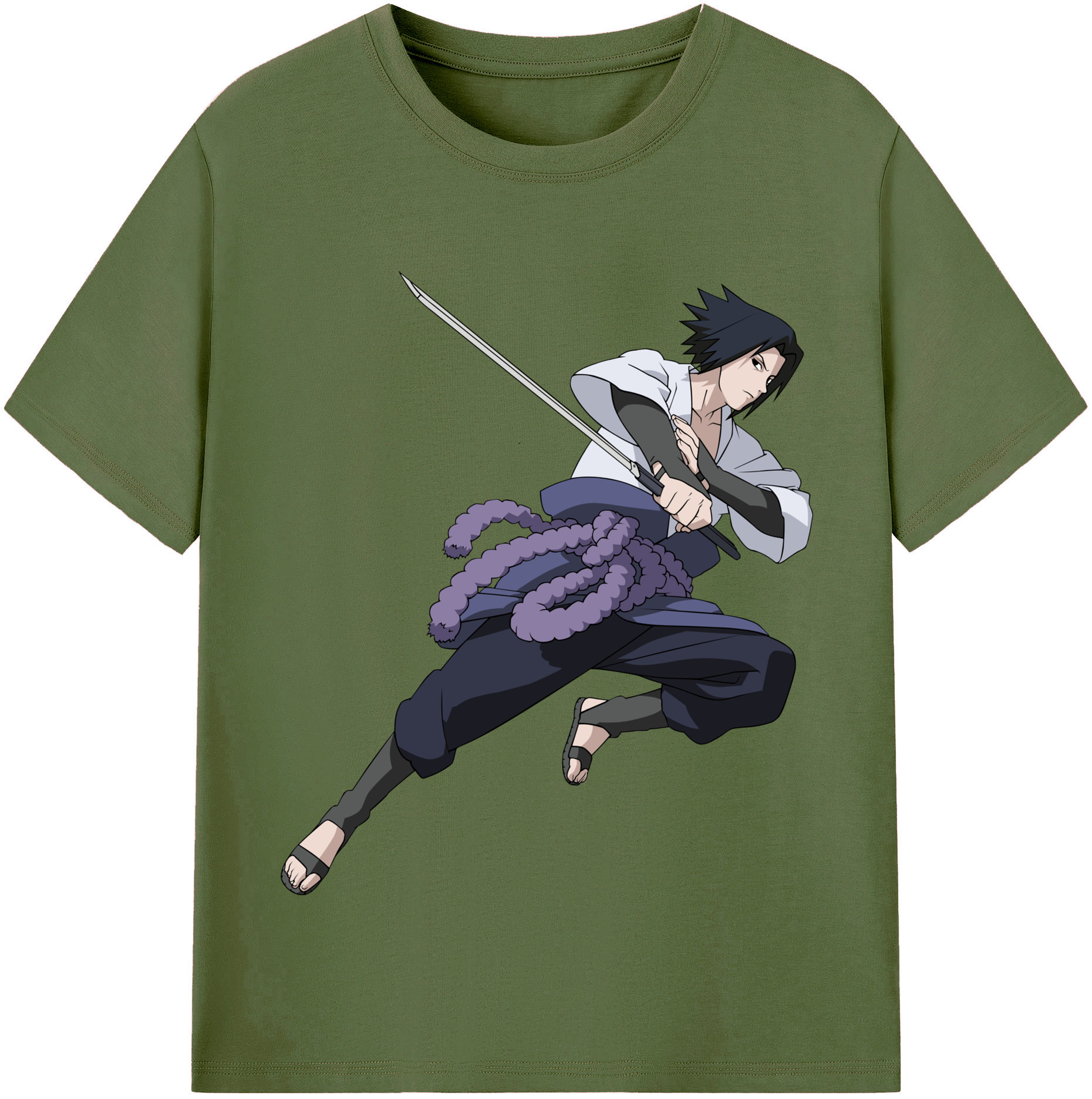（画像用） NARUTO -ナルト- うちは サスケ Uchiha Sasuke 綿100％半袖Tシャツ（フロントプリント）